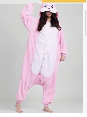 Pink Bunny Hooded Kids Onesie Pajama - Soft Cozy Sleepwear
